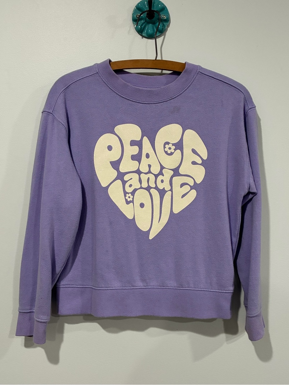 3/$10 Purple 'Peace and Love' Graphic Sweatshirt - Girls Large